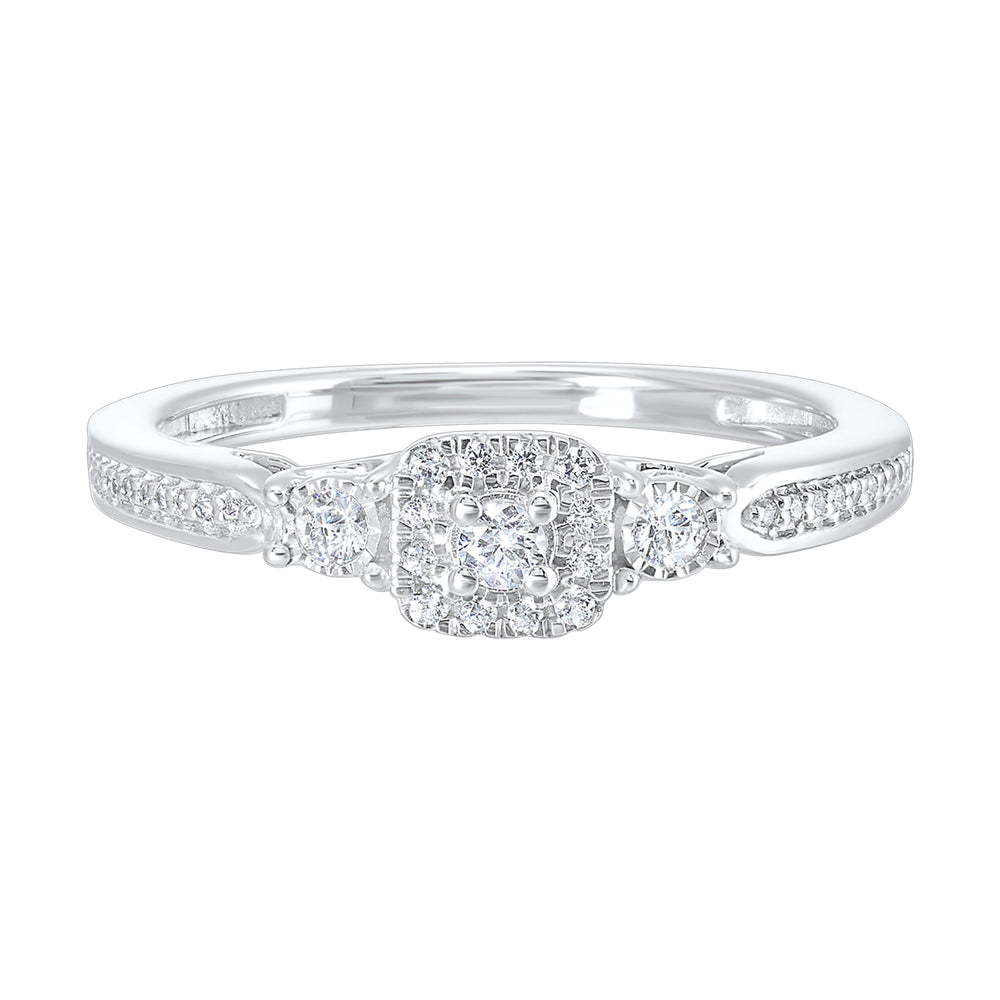 Silver Diamond 1/5Ctw Ring