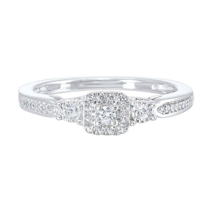 Silver Diamond 1/5Ctw Ring