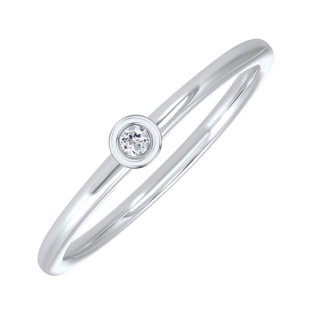 14Kt White Gold White Topaz 1/25Ctw Ring