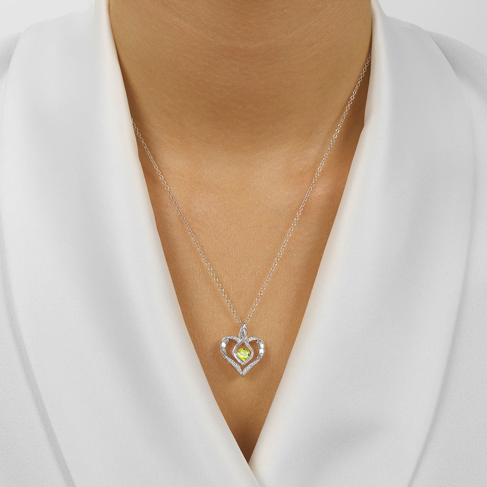 Silver Diamond 1/50Ctw & Createdperidot 1/4Ctw Pendant