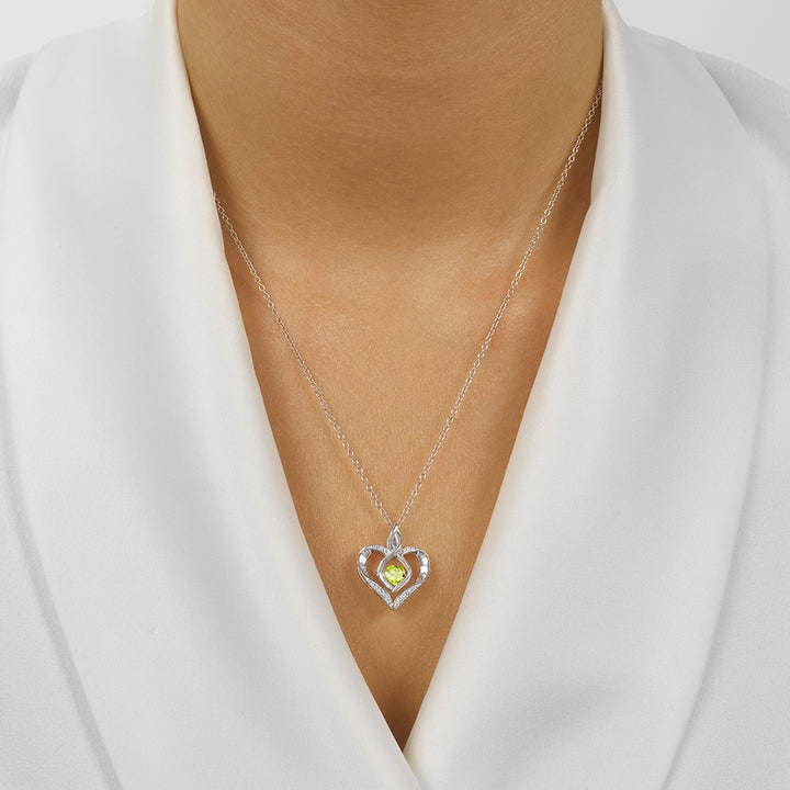 Silver Diamond 1/50Ctw & Createdperidot 1/4Ctw Pendant