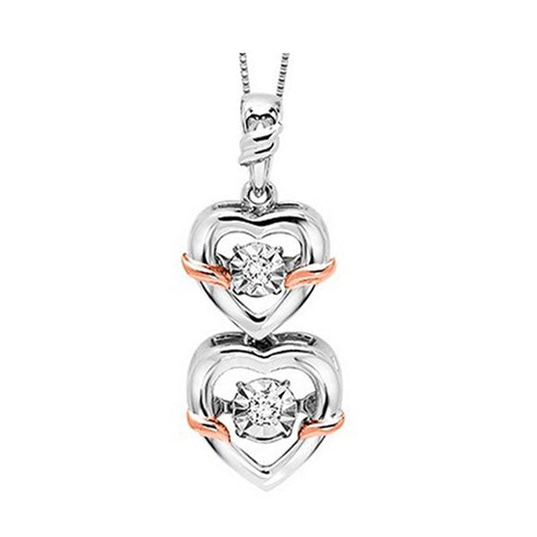 Gold Silver White Rose Diamond 1/20Ctw Pendant