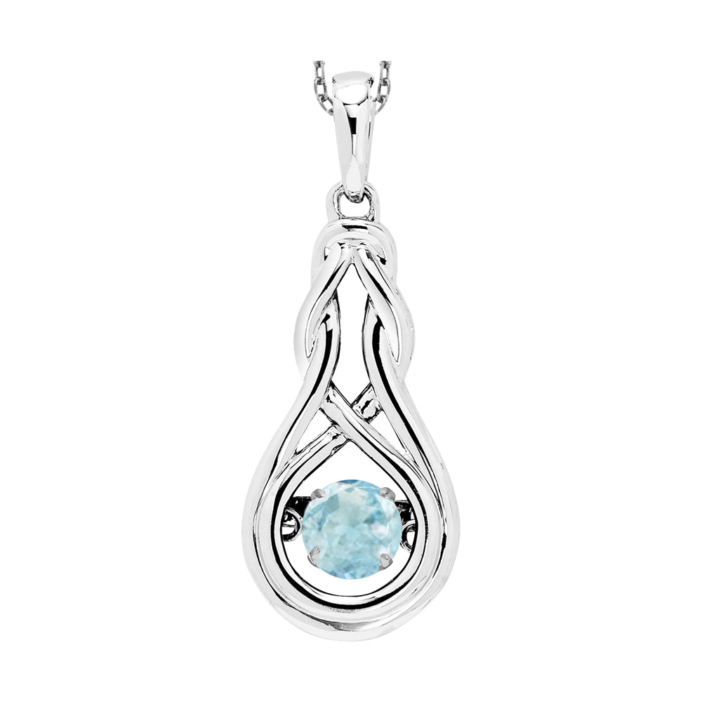 Silver Created-Aquamarine 1/4Ctw Pendant