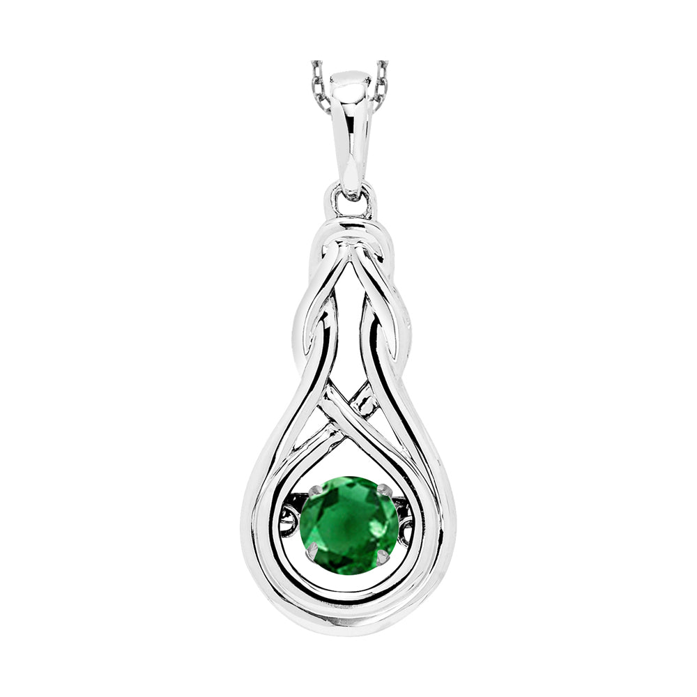 Silver Created-Emerald 1/4Ctw Pendant