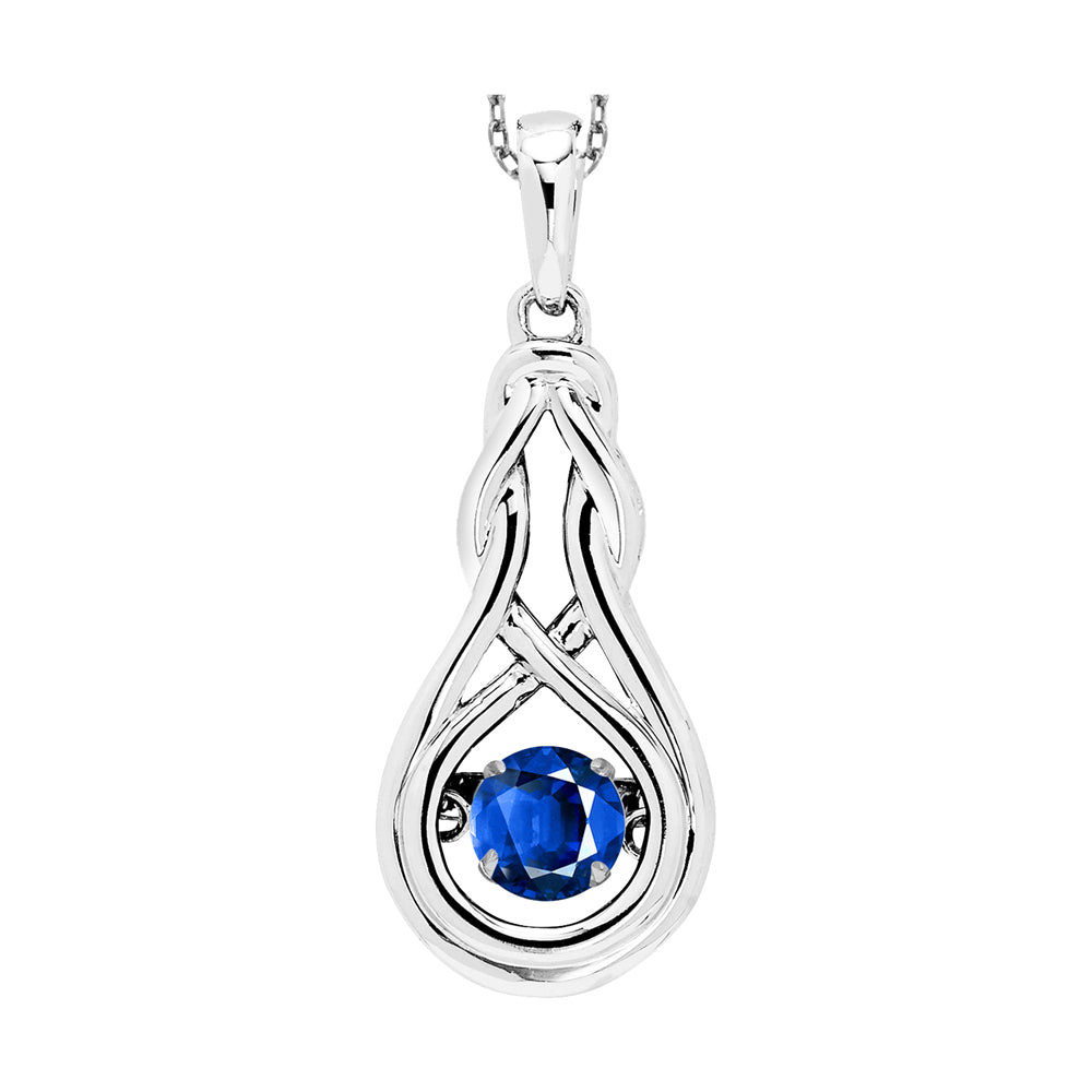 Silver Created-Sapphire 1/4Ctw Pendant