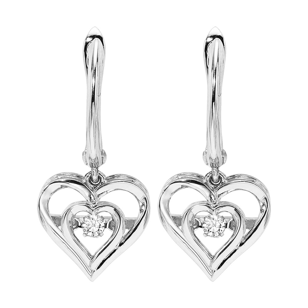 Silver White Diamond 1/25Ctw Earring