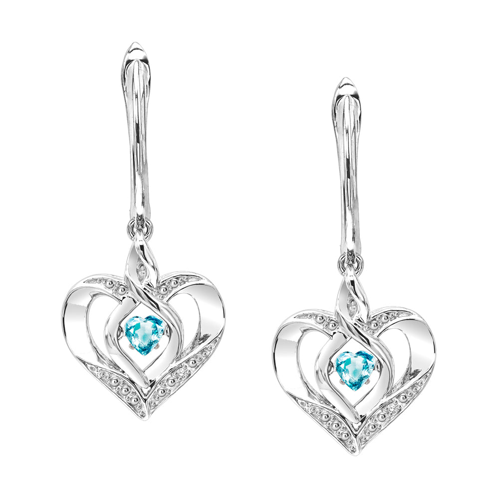 Silver Diamond 1/50Ctw & Createdblue Topaz 1/8Ctw Earring