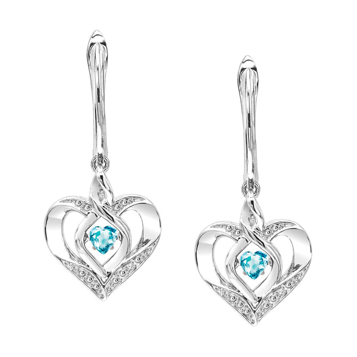 Silver Diamond 1/50Ctw & Createdblue Topaz 1/8Ctw Earring