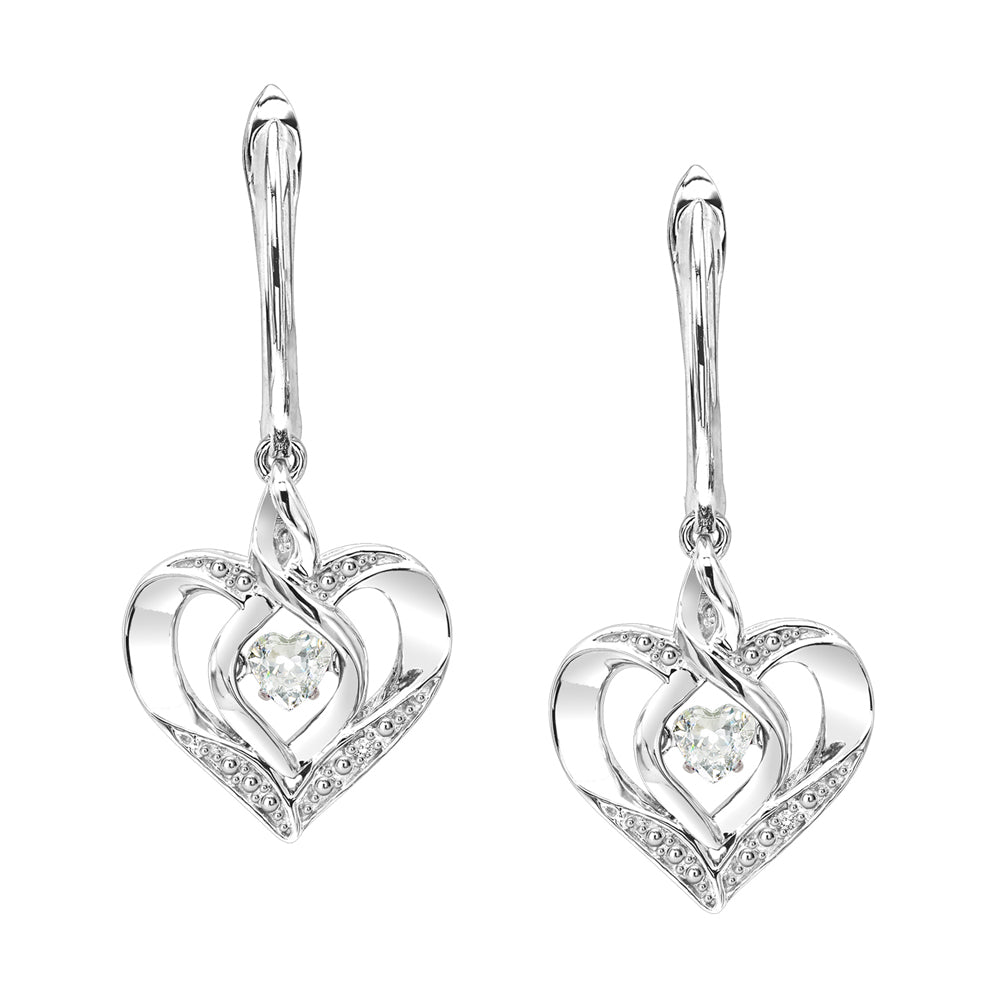 Silver Diamond 1/50Ctw & Createdwhite Topaz 1/8Ctw Earring