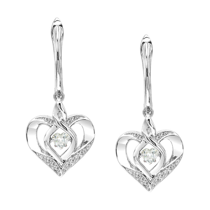 Silver Diamond 1/50Ctw & Createdwhite Topaz 1/8Ctw Earring
