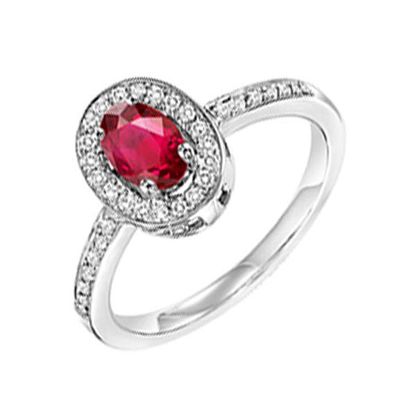 14Kt White Gold Diamond 1/5Ctw & Ruby 1/5Ctw Ring
