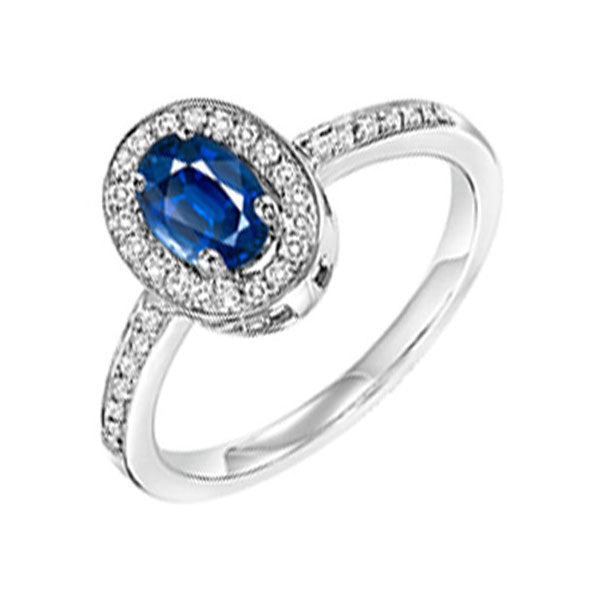 14Kt White Gold Diamond 1/5Ctw & Sapphire 1/5Ctw Ring