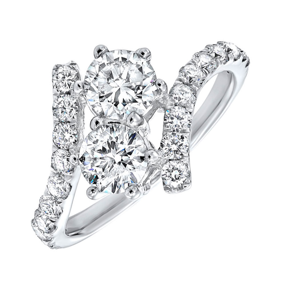 14Kt White Semi Mount 1/5Ctw For 1/2Ctw Round Center