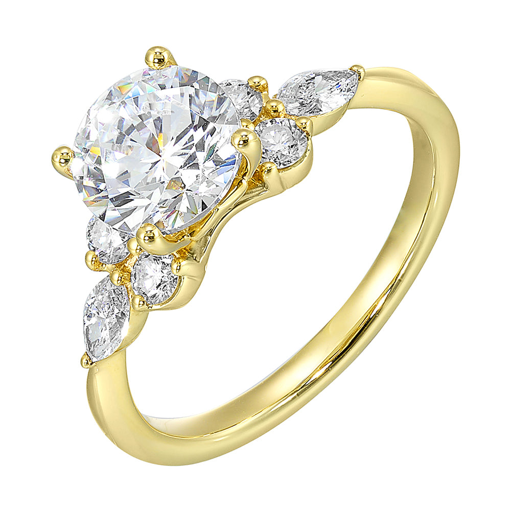 14Kt Yellow Semi Mount 3/8Ctw For 1 1/2Ct Round Center